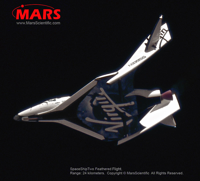 SpaceShipTwo Feathered Flight from 24 kilometers (MARS Scientific)